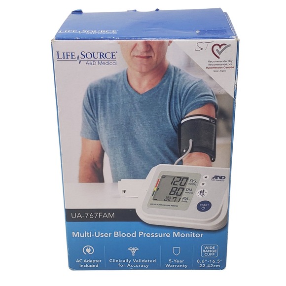 Life Source UA 767FAM Digital Blood Pressure Monitor with AC Adapter and Case - Picture 5 of 9